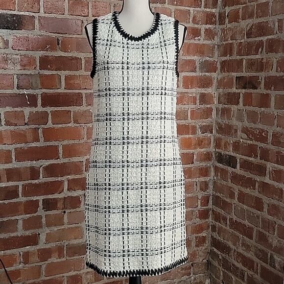 Tory Burch Dresses & Skirts - Tory Burch Black Ivory Sleeveless Tweed Midi Dress Medium